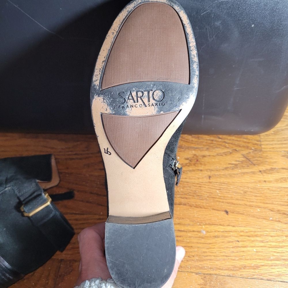 Sarto Size 7.5 Black Suede Ankle Boots - Picture 5 of 5
